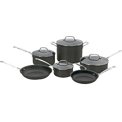 Cuisinart Chef's Classic Stainless Steel 10-Piece Non-Stick Cookware Set, Black