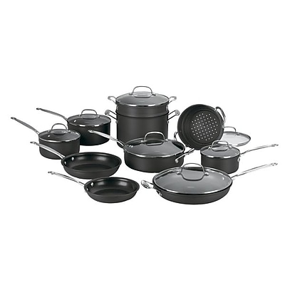 Cuisinart Chef's Classic 17-Piece Nonstick Hard Anodized Cookware Set, Black