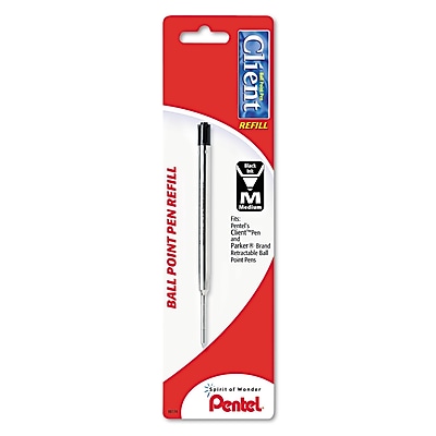 Pentel 1 mm Medium Client Ballpoint Pen Refill Black