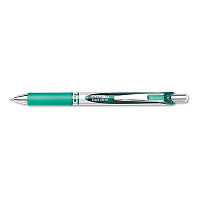 Pentel EnerGel Roller Ball Retractable Gel Pen Medium Point 0.7mm Green Each