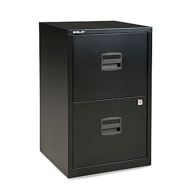 Bisley Two Drawer Steel Home or Office Filing Cabinet, Black, Letter/A4 (