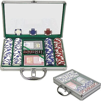 Trademark Poker 200 Holdem Poker Chip Set With Clear Cover Aluminum Case