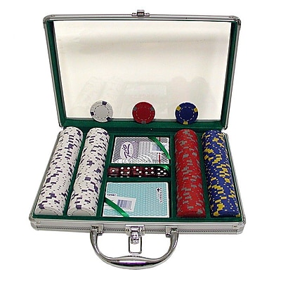 Trademark Poker 200 Pro Clay Casino Chips With Clear Cover Aluminum Case