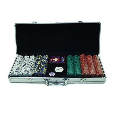 Trademark Poker 500 Pro Clay Casino Chips With Aluminum Case, Brilliant Silver