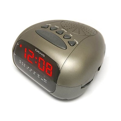 Craig CR45329B Dual Alarm Clock Digital PLL LED AM\/FM Radio, Black
