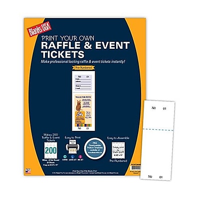 Blanks USA 2 1 8 x 5 1 2 Numbered 01 200 Digital Cover Raffle Ticket White