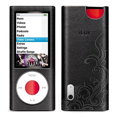 iLuv ICC312 Leather Case with Flame Pattern for Apple iPod Nano 5th Gen Black