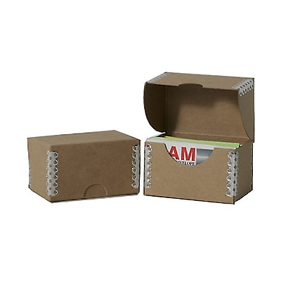 JAM Paper Kraft Ecoboard Business Card Box Brown Recycled Kraft with Metal Edge Sold Individually 9064 201