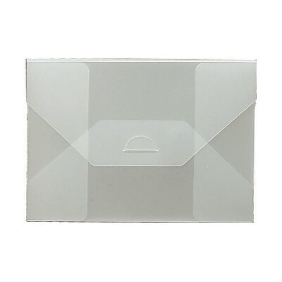 JAM Paper Plastic Portfolio with Tuck Flap Closure Medium 5.5 x 7.5 x 0.25 Clear Frost Sold Individually 1920 009