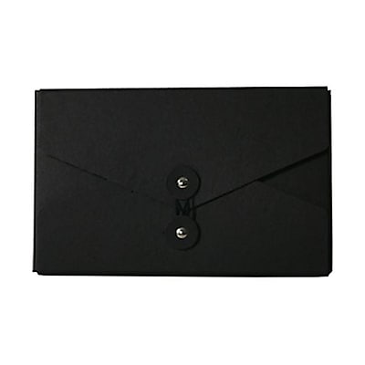 JAM Paper Kraft Chipboard Portfolio Button and String Tie Closure 5.5 x 8.5 x 1 Black Sold Individually 3036BLACK