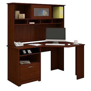Bush Cabot Collection Corner Desk and Hutch Harvest