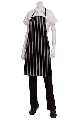 Chef Works Bib Chalk Striped Chef Apron With 2 Roomy Pockets Black