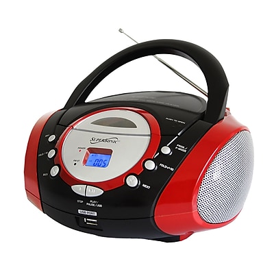 Supersonic SC 508 Portable MP3 CD Player W AM FM Radio Red