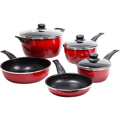 Gibson Oster Welford Non Stick Cookware Set, 8-Piece, Red
