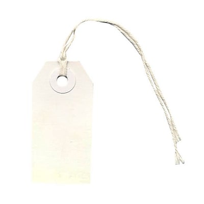 JAM Paper Gift Tags with String Tiny 2 3 4 x 1 3 8 White 10 pack 391913522