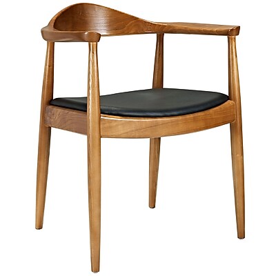 Modway Presidential 30 H Leather Round Hans Wegner Dining Armchair Black