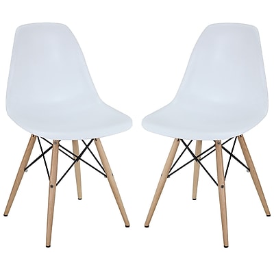 Modway Pyramid 32 1 2 H Molded Plastic Dining Side Chair White 2 Set