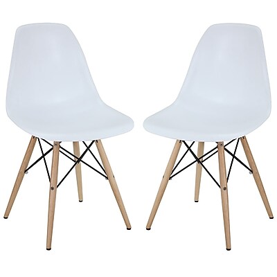 Modway Pyramid 32 1 2 H Molded Plastic Dining Side Chair White 2 Set