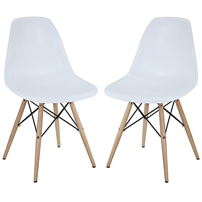 Modway Pyramid 32 1 2 H Molded Plastic Dining Side Chair White 2 Set