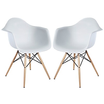 Modway Pyramid 24 H Molded Plastic Dining Armchair White 2 Set