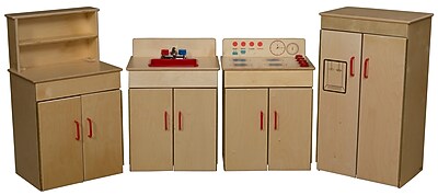 Wood Designs Dramatic Play 4 Set Plywood Classic Appliances W/Deluxe Hutch