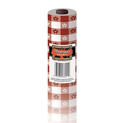 S S Gingham Plastic Table Cover Roll Red