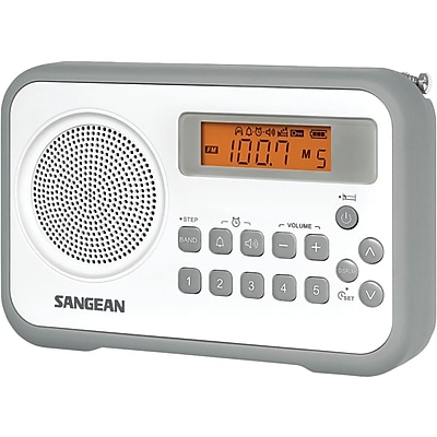 Sangean PR D18 FM Stereo AM Digital Tuning Portable Receiver With Alarm Clock Gray