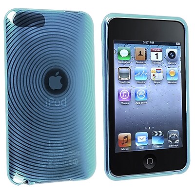 Insten TPU Rubber Skin Case For iPod Touch 2nd 3rd Gen Clear Blue Concentric Circle