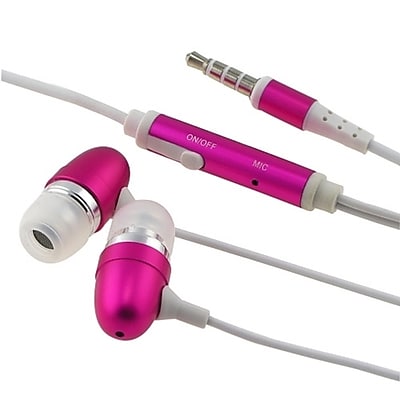 Insten 3.5 mm Stereo Headset With On Off and Microphone Hot Pink
