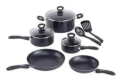 WearEver Comfort Grip 10 Piece Cookware Set; Black