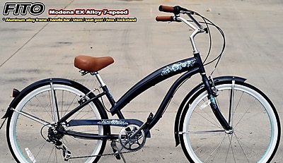 Fito Women's Modena EX Alloy Shimano 7-Speed Beach Cruiser Bike; Midnight Blue Baby Blue