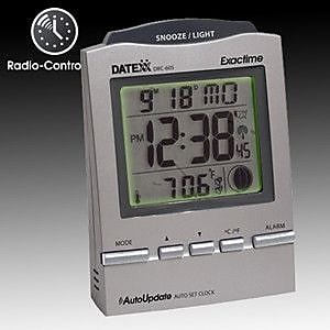 Datexx Radio Control Desk Alarm Clock with Calendar, Moon Phase