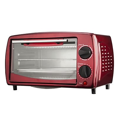 Brentwood 700 W Four Slice Toaster Oven, Red