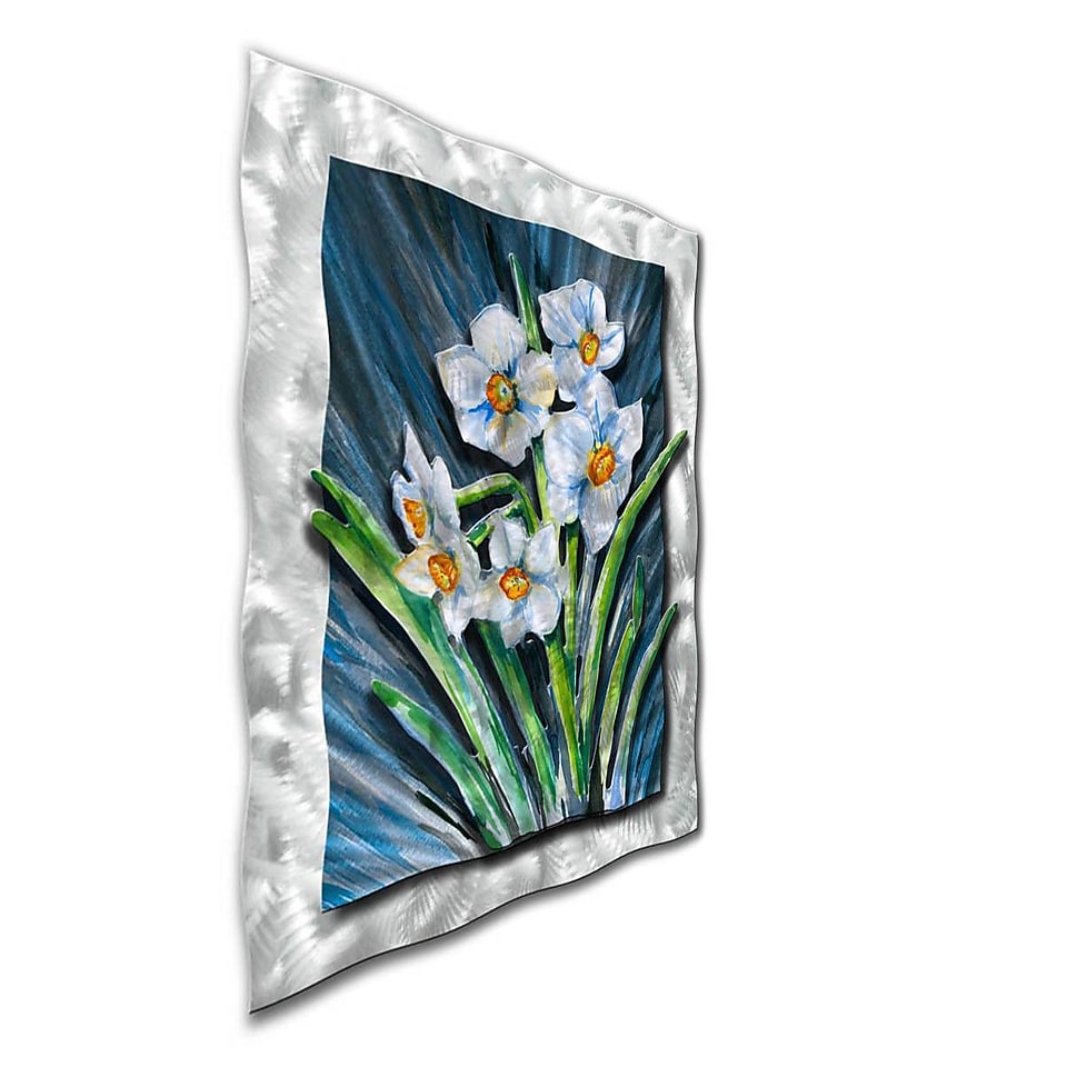 All My Walls Daffodils by Ash Carl Original Painting on Metal Plaque