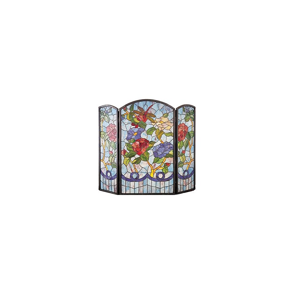 Meyda Tiffany Dragonfly Flower 3 Panel Fireplace Screen On Popscreen