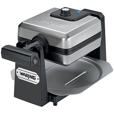 Waring Pro 4 Slice Square Belgian Waffle Maker, Stainless Steel\/Black