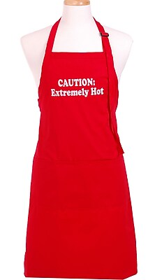 Flirty Aprons Men s Caution Extremely Hot Apron in Red