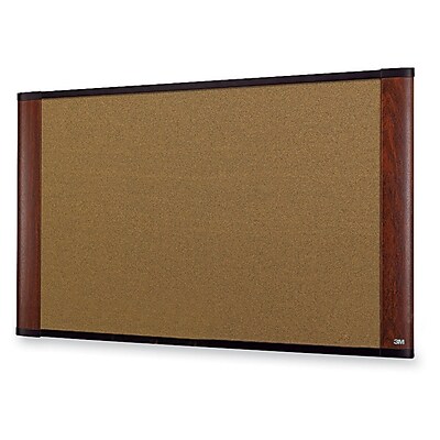 3M ERGO Mahogany Cork Bulletin Board