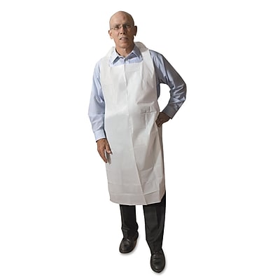 Atlantis Plastics Disposable Medium Weight Soft Embossed Poly Aprons White 28 x 46 Plastic 500 Box