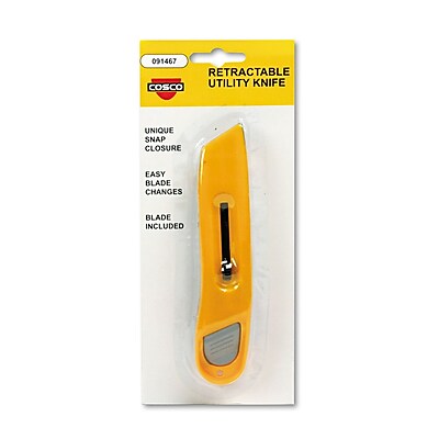 Cosco Plastic Steel Retractable Blade Utility Knife With Snap Closure Yellow