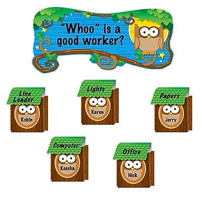 Carson Dellosa Bulletin Board Set Owl Job Assignment Pop Its