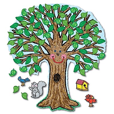 Carson Dellosa Bulletin Board Set Big Tree Kid Drawn