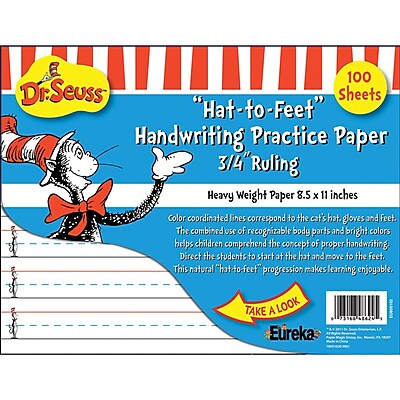 Eureka Dr. Seuss Hat to Feet Handwriting Practice Paper Handwriting Skills