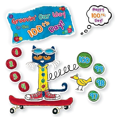 Edupress Pete the Cat Bulletin Board Set 100 Groovy Days of School