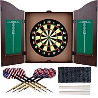 Trademark Realistic Walnut Finish Dartboard Cabinet Set (Brown)