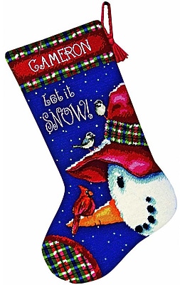 GET Snowman Perch Stocking Needlepoint Kit, 16 Long Stitched In Wool &
Thread NOW