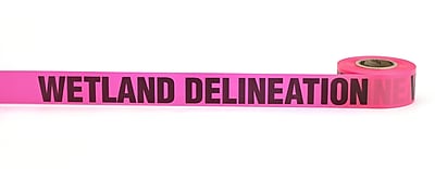 Mutual Industries Wetland Delineation Printed Flagging Tape 1 1 2 x 50 yds. Glo Pink