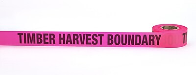 Mutual Industries Timber Harvest Boundary Printed Flagging Tape 1 1 2 x 50 yds. Glo Pink