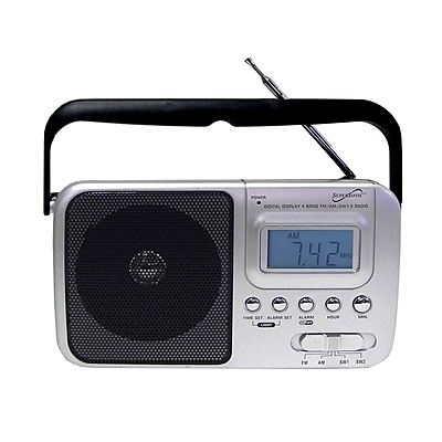 Supersonic SC 1091 4 Band AM FM SW Radio With Digital Display Silver Black