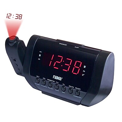 Naxa 93586505M Digital Projection Dual Alarm Clock, Black